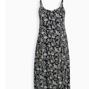 Torrid Size 1 | Maxi Challis Trapeze Dress (Black Floral)